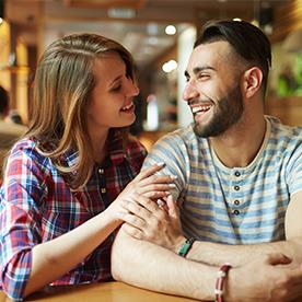 couple smiling on a date