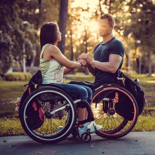 disabled couple, wheelchair bound, couple in love