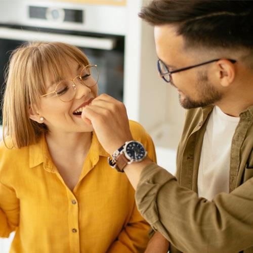 happy vegan singles on a date sharing food