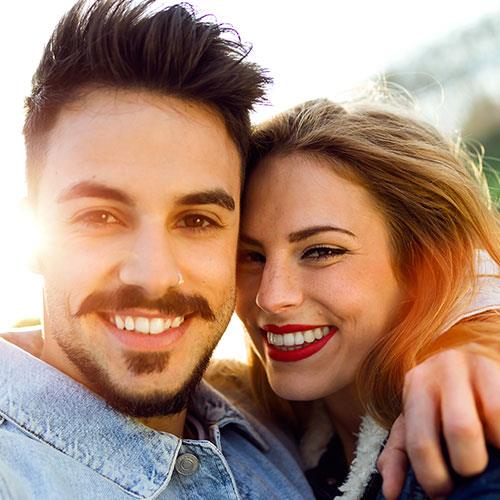 couple smiling on a date