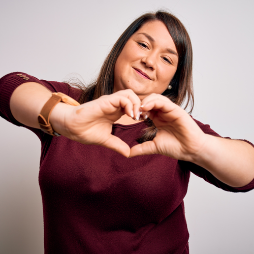 BBW love heart hand gesture